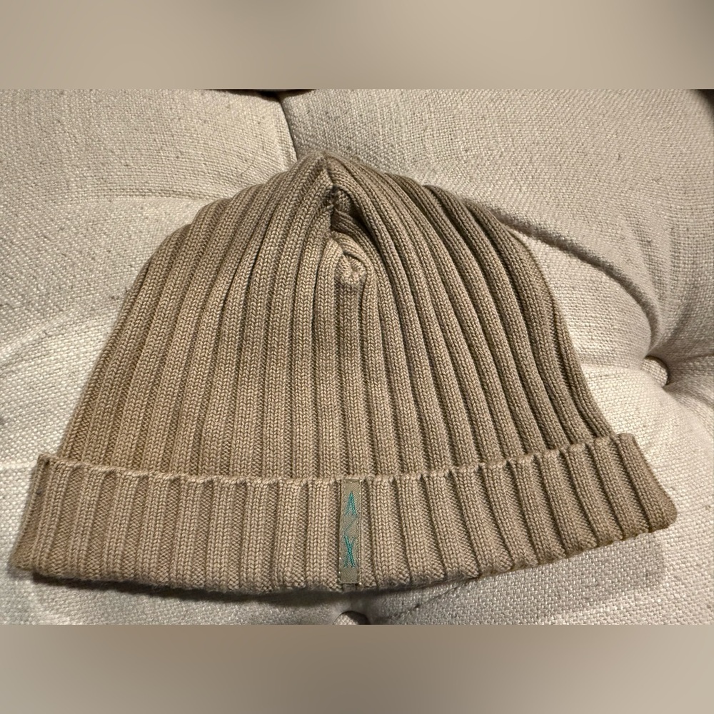 A/X Armani Exchange Cotton/Cashmere Beanie Cap - OS - Khaki